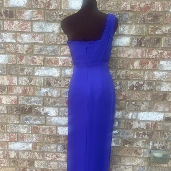 BCBGMaxAzria Kristine One-Shoulder Peplum Purple Formal Gown Size 2P - Picture 4 of 7
